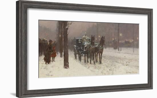 Street Scene with Hansom Cab, 1887-Frederick Childe Hassam-Framed Premium Giclee Print