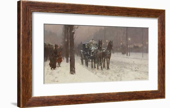 Street Scene with Hansom Cab, 1887-Frederick Childe Hassam-Framed Premium Giclee Print