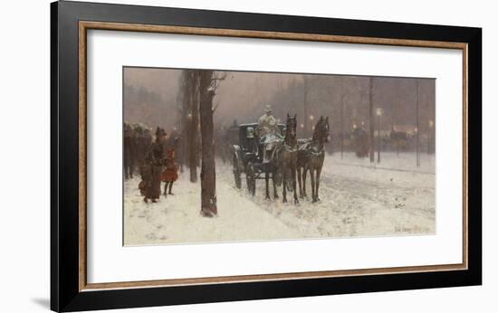 Street Scene with Hansom Cab, 1887-Frederick Childe Hassam-Framed Premium Giclee Print