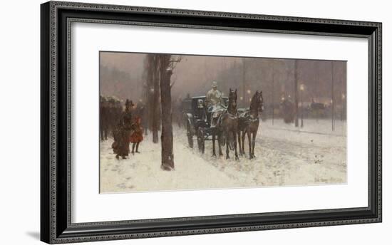 Street Scene with Hansom Cab, 1887-Frederick Childe Hassam-Framed Premium Giclee Print