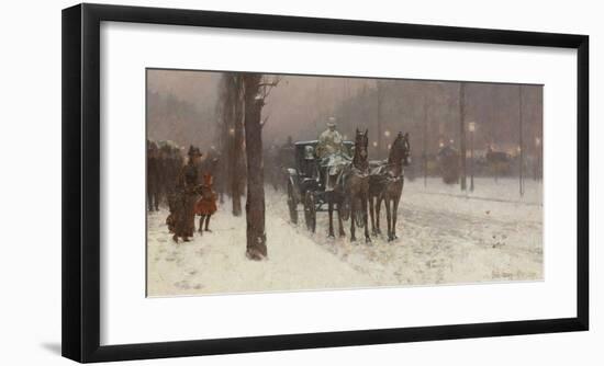 Street Scene with Hansom Cab, 1887-Frederick Childe Hassam-Framed Premium Giclee Print