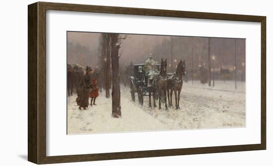 Street Scene with Hansom Cab, 1887-Frederick Childe Hassam-Framed Premium Giclee Print