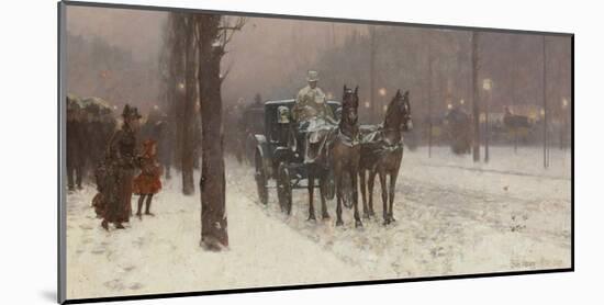Street Scene with Hansom Cab, 1887-Frederick Childe Hassam-Mounted Premium Giclee Print