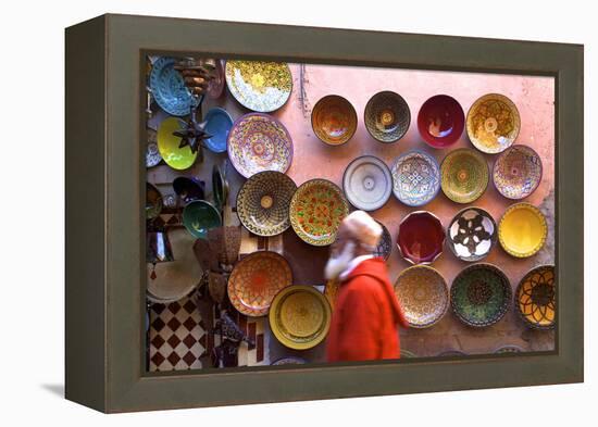 Street Scene with Moroccan Ceramics, Marrakech, Morocco, North Africa, Africa-Neil Farrin-Framed Premier Image Canvas