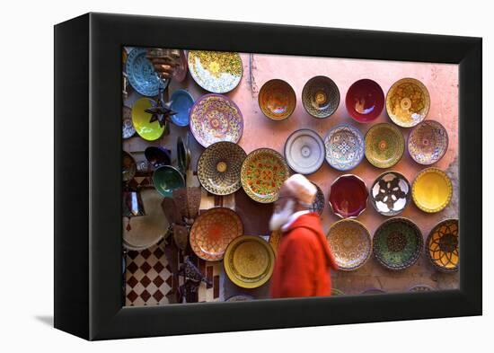 Street Scene with Moroccan Ceramics, Marrakech, Morocco, North Africa, Africa-Neil Farrin-Framed Premier Image Canvas