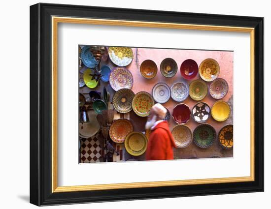 Street Scene with Moroccan Ceramics, Marrakech, Morocco, North Africa, Africa-Neil Farrin-Framed Photographic Print