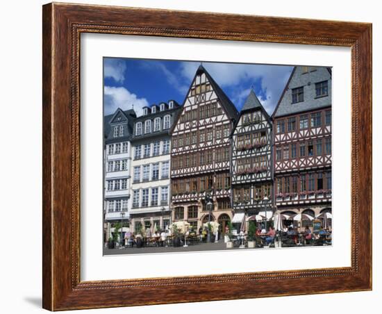 Street Scene with Pavement Cafes, Bars and Timbered Houses in the Romer Area of Frankfurt, Germany-Tovy Adina-Framed Photographic Print