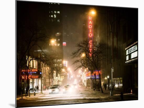 Street Scenes and Urban Night Landscape in Winter under the Snow-Philippe Hugonnard-Mounted Photographic Print