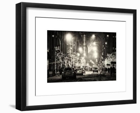 Street Scenes and Urban Night Landscape in Winter under the Snow-Philippe Hugonnard-Framed Art Print