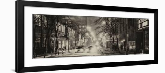 Street Scenes and Urban Night Panoramic Landscape in Winter under the Snow-Philippe Hugonnard-Framed Photographic Print