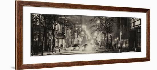 Street Scenes and Urban Night Panoramic Landscape in Winter under the Snow-Philippe Hugonnard-Framed Photographic Print