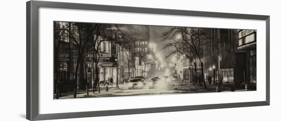 Street Scenes and Urban Night Panoramic Landscape in Winter under the Snow-Philippe Hugonnard-Framed Photographic Print