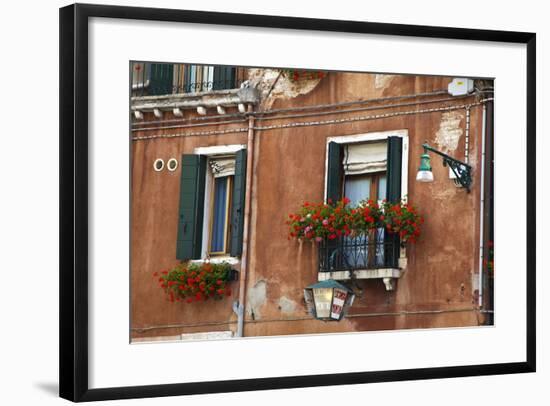 Street Scenes from Venice with Flower Boxes, Venice, Italy-Terry Eggers-Framed Photographic Print