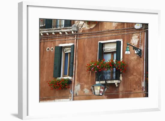 Street Scenes from Venice with Flower Boxes, Venice, Italy-Terry Eggers-Framed Photographic Print