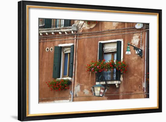 Street Scenes from Venice with Flower Boxes, Venice, Italy-Terry Eggers-Framed Photographic Print