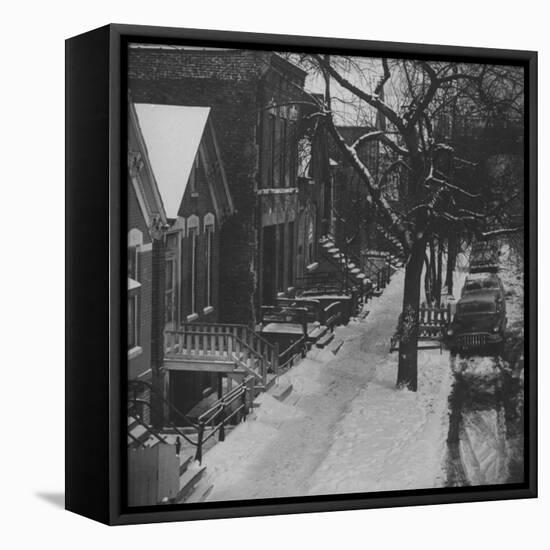 Street Scenes in the Slum Area of Chicago, Showing Tenement Houses and Dilapidated Buildings-null-Framed Premier Image Canvas