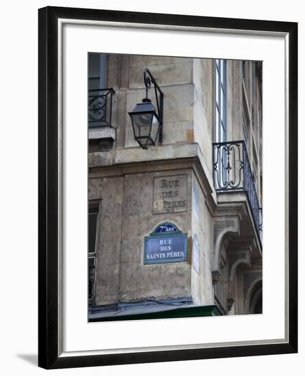 Street Sign and Building, Rive Guache, Paris, France-Jon Arnold-Framed Photographic Print