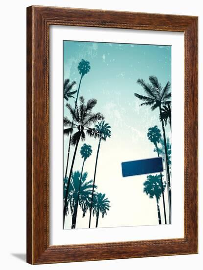Street Sign and Palms-Lantern Press-Framed Art Print