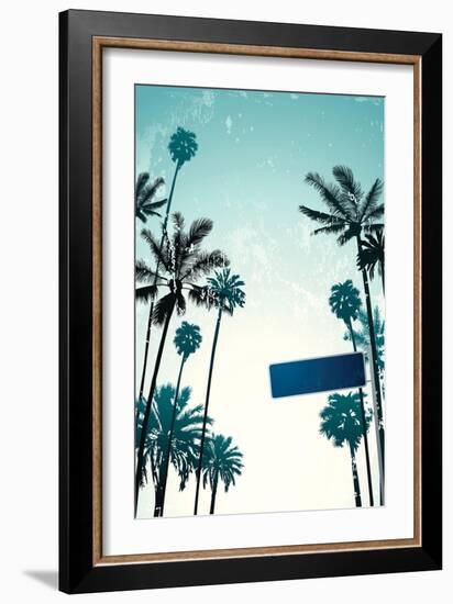 Street Sign and Palms-Lantern Press-Framed Art Print