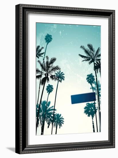 Street Sign and Palms-Lantern Press-Framed Art Print