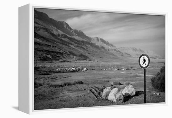 Street Sign Dead Sea Israel B/W-null-Framed Stretched Canvas