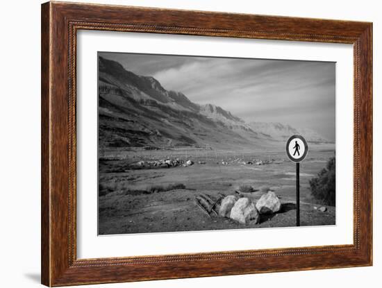 Street Sign Dead Sea Israel B/W-null-Framed Photo