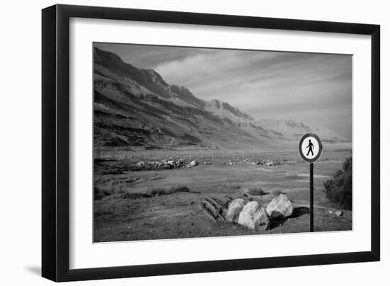 Street Sign Dead Sea Israel B/W-null-Framed Photo