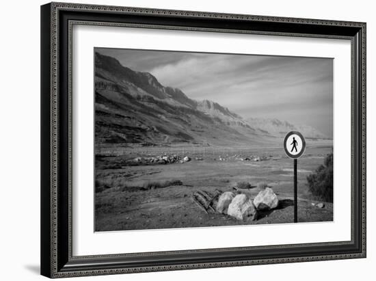 Street Sign Dead Sea Israel B/W-null-Framed Photo