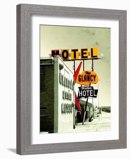 Street Sign for Hotel and Motel in America-Salvatore Elia-Framed Photographic Print