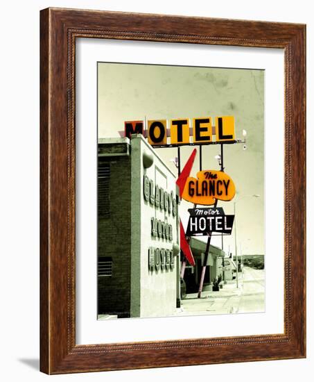 Street Sign for Hotel and Motel in America-Salvatore Elia-Framed Photographic Print