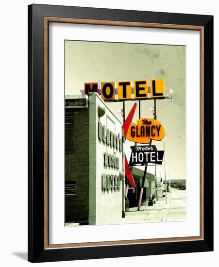 Street Sign for Hotel and Motel in America-Salvatore Elia-Framed Photographic Print