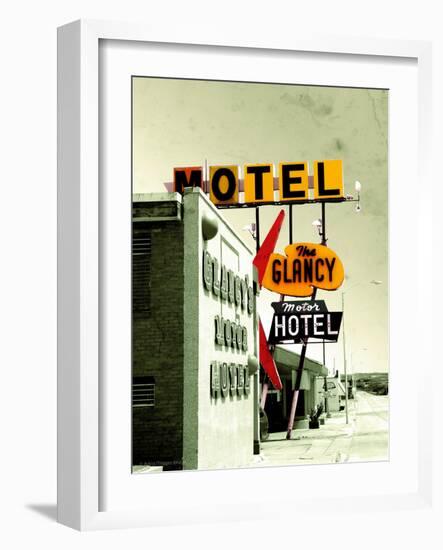 Street Sign for Hotel and Motel in America-Salvatore Elia-Framed Photographic Print