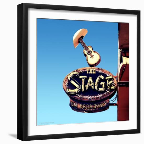 Street Sign in America with Guitar and Cowboy Hat-Salvatore Elia-Framed Photographic Print