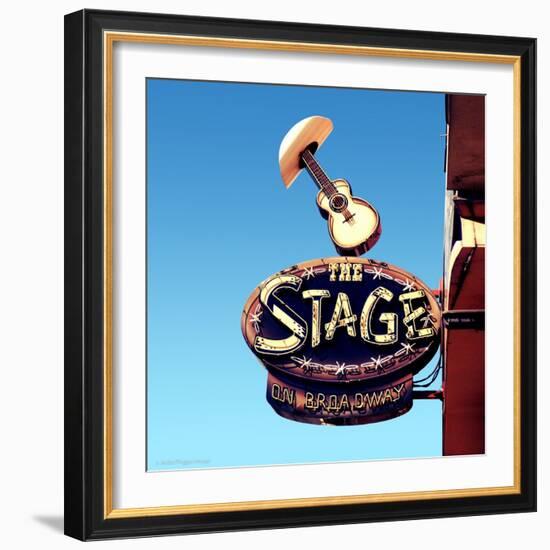 Street Sign in America with Guitar and Cowboy Hat-Salvatore Elia-Framed Photographic Print