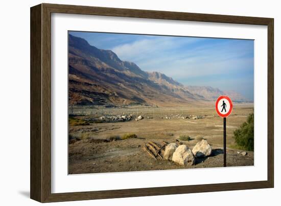 Street Sign on the Shore of the Dead Sea, Israel-null-Framed Photo