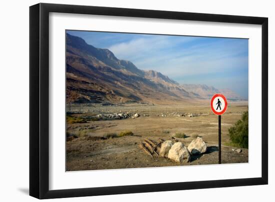 Street Sign on the Shore of the Dead Sea, Israel-null-Framed Photo