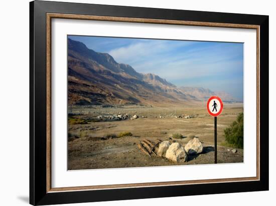 Street Sign on the Shore of the Dead Sea, Israel-null-Framed Photo
