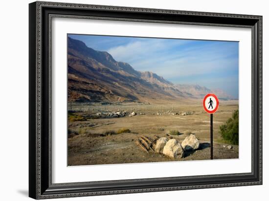Street Sign on the Shore of the Dead Sea, Israel-null-Framed Photo