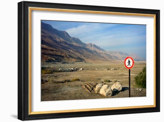 Street Sign on the Shore of the Dead Sea, Israel-null-Framed Photo