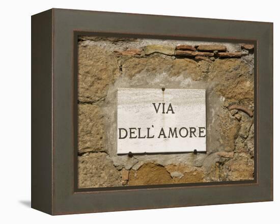 Street Sign, Pienza, Val d'Orcia, Tuscany, Italy, Europe-Angelo Cavalli-Framed Premier Image Canvas