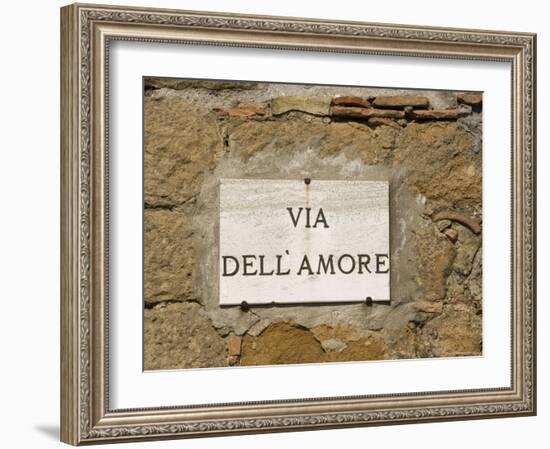 Street Sign, Pienza, Val d'Orcia, Tuscany, Italy, Europe-Angelo Cavalli-Framed Photographic Print