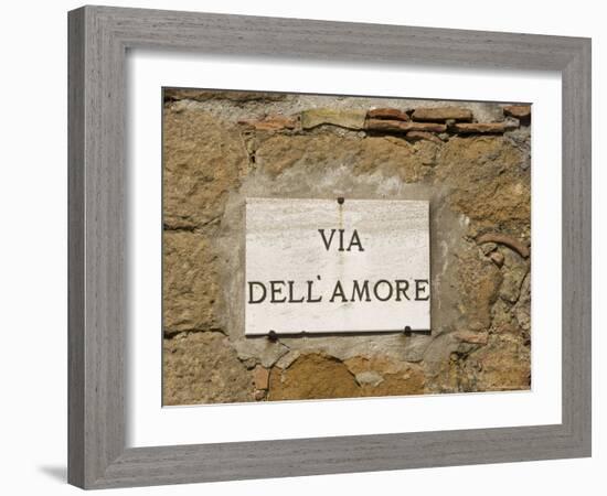 Street Sign, Pienza, Val d'Orcia, Tuscany, Italy, Europe-Angelo Cavalli-Framed Photographic Print