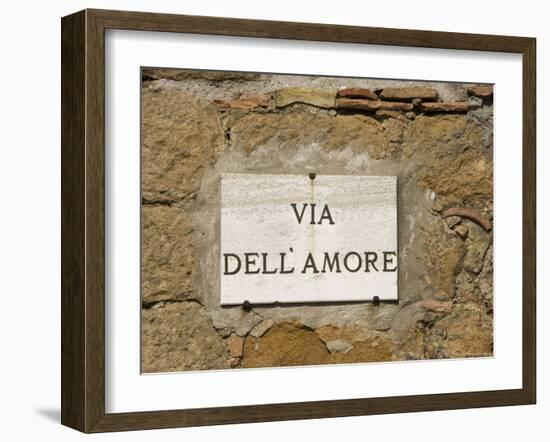 Street Sign, Pienza, Val d'Orcia, Tuscany, Italy, Europe-Angelo Cavalli-Framed Photographic Print