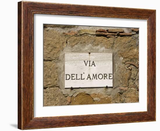 Street Sign, Pienza, Val d'Orcia, Tuscany, Italy, Europe-Angelo Cavalli-Framed Photographic Print