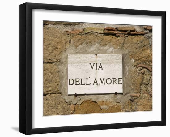 Street Sign, Pienza, Val d'Orcia, Tuscany, Italy, Europe-Angelo Cavalli-Framed Photographic Print