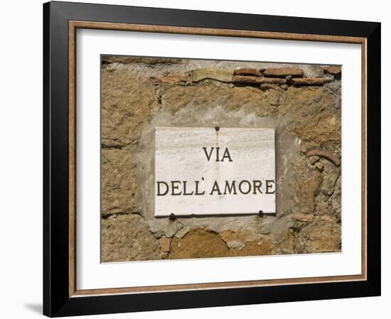 Street Sign, Pienza, Val d'Orcia, Tuscany, Italy, Europe-Angelo Cavalli-Framed Photographic Print