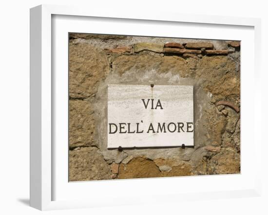 Street Sign, Pienza, Val d'Orcia, Tuscany, Italy, Europe-Angelo Cavalli-Framed Photographic Print