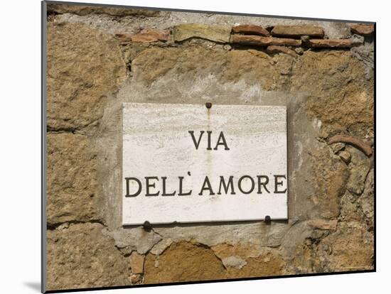 Street Sign, Pienza, Val d'Orcia, Tuscany, Italy, Europe-Angelo Cavalli-Mounted Photographic Print