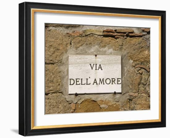 Street Sign, Pienza, Val d'Orcia, Tuscany, Italy, Europe-Angelo Cavalli-Framed Photographic Print