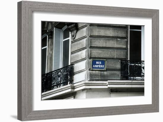 Street Sign, Rue Ampere, Paris, France-null-Framed Photographic Print